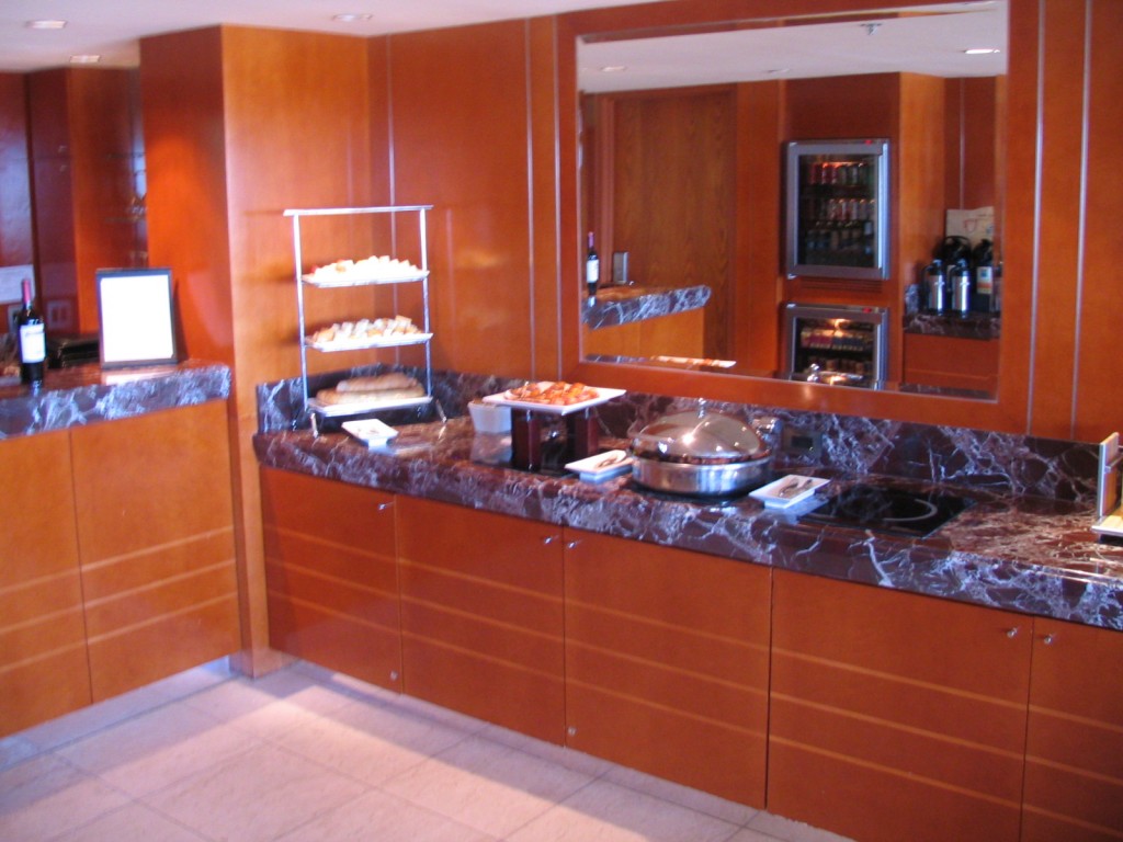 a kitchen with a buffet