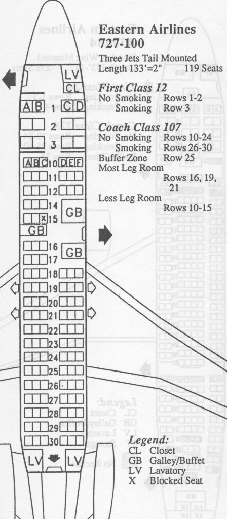 727 airplane seating charts