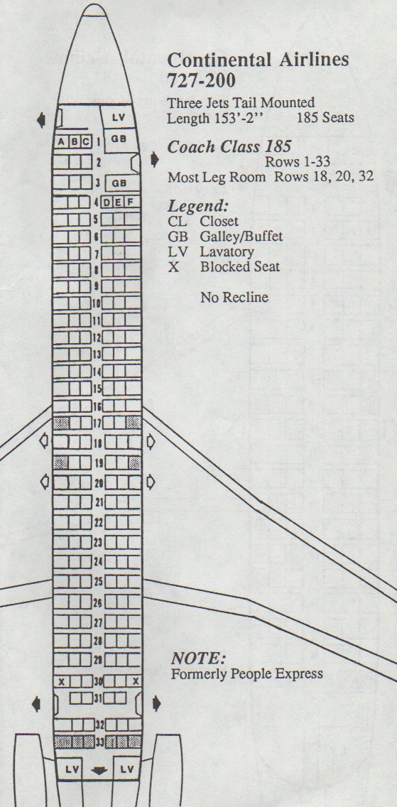 727 airplane seating charts
