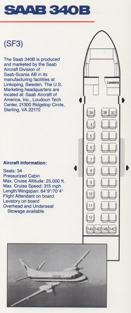 Vintage Airline Seat Map: American Eagle Saab 340B - Frequently Flying