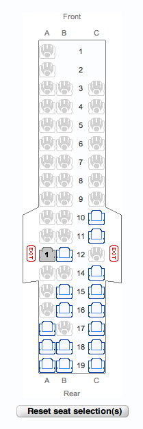 a map of seats and numbers