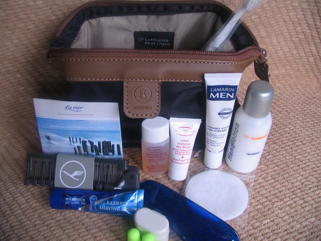 a bag with a variety of personal care items