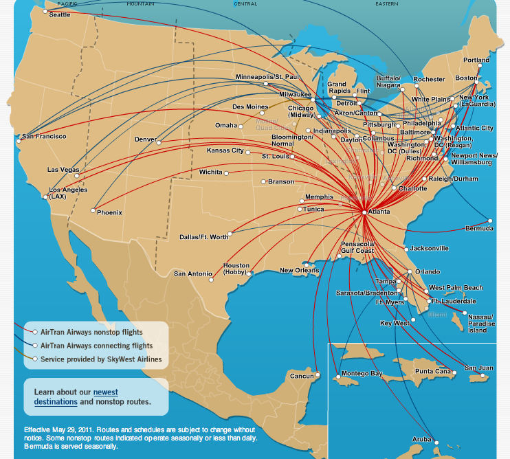 southwest airlines points map