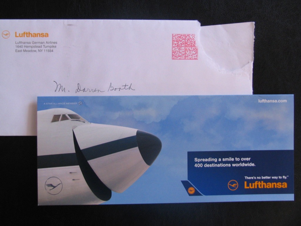 a envelope with a picture of a plane