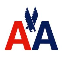 a red and blue logo with a bird