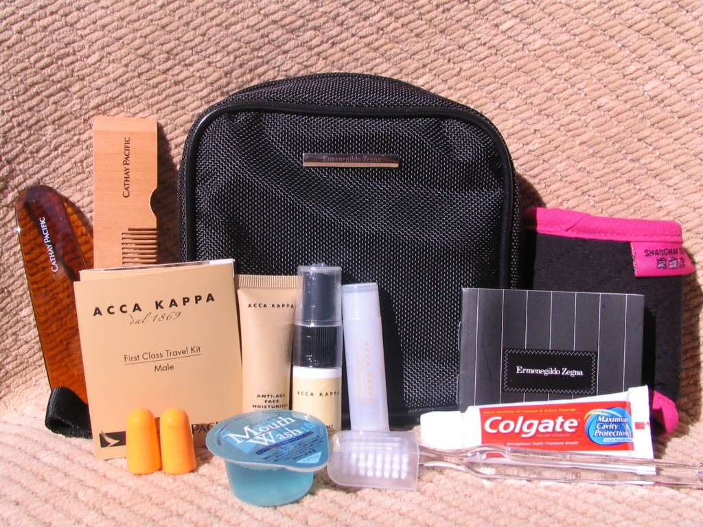 a bag with a variety of items on it
