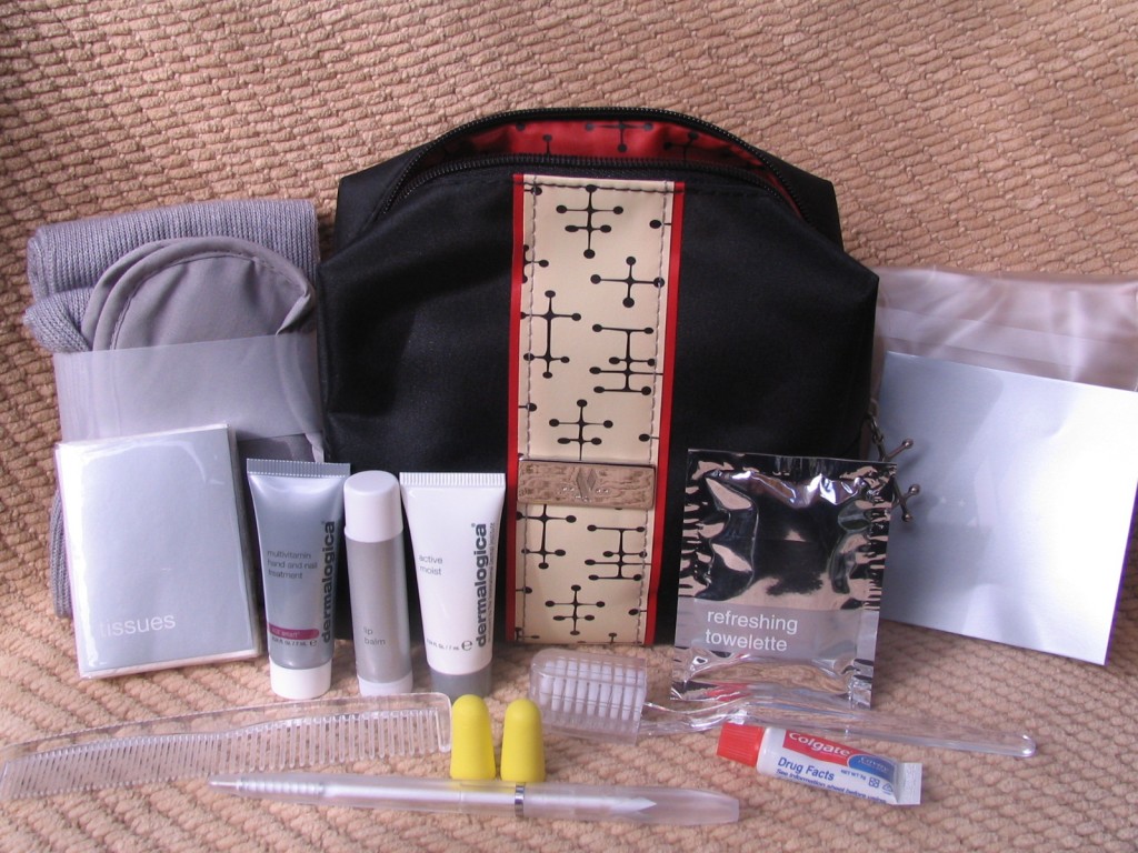 a bag with a variety of items on it