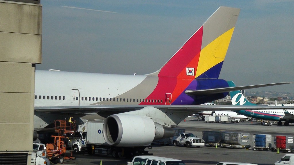 a colorful tail of an airplane