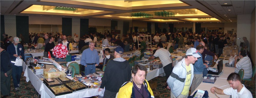 a group of people at a convention