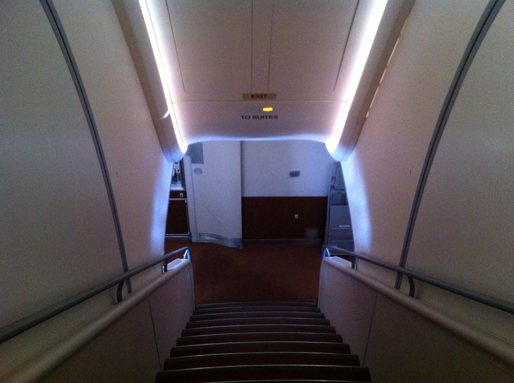 a staircase leading up to a room