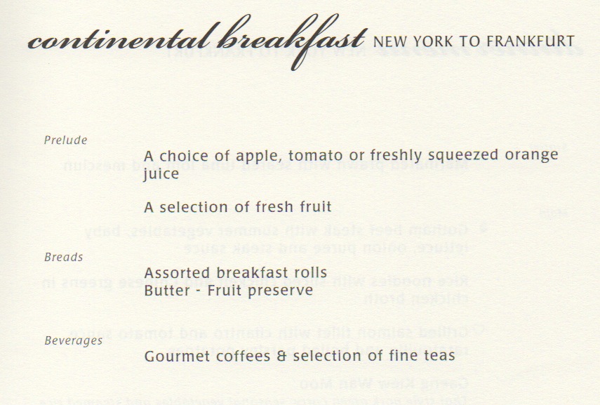 a menu of breakfast with black text