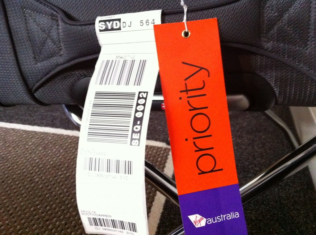 a luggage tag with a barcode attached to it