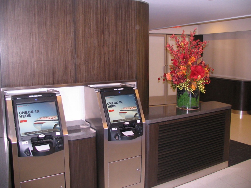 a check in machine in a hotel lobby