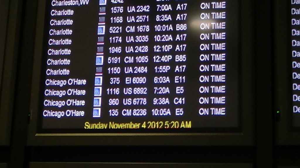 a screen with a number of flights