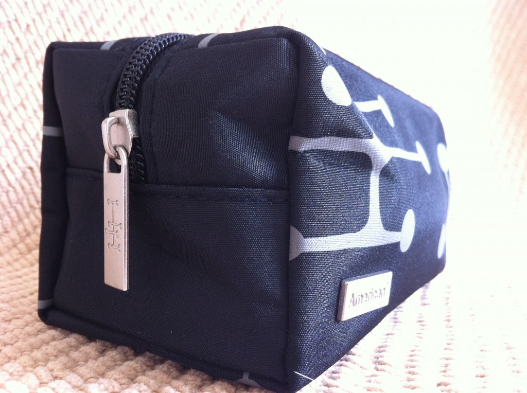 a small black bag with a zipper