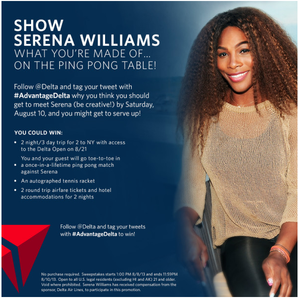 Delta Air Lines - Serena Williams contest