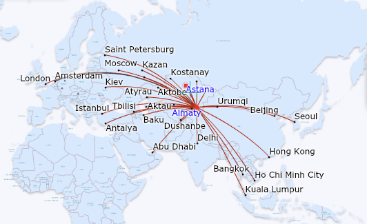 Air Astana route map