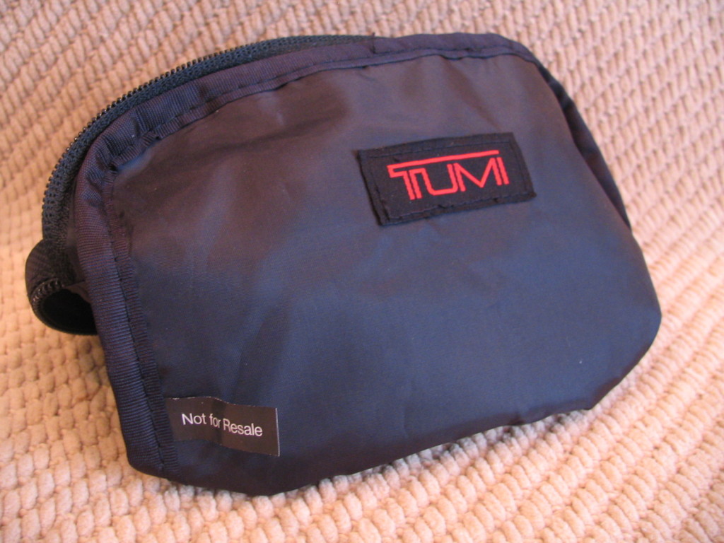 Interior of Delta's Tumi amenity bag