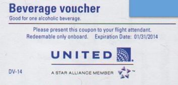 United Airlines drink chit