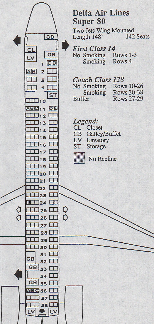 Vintage Airline Seat Map Delta Air